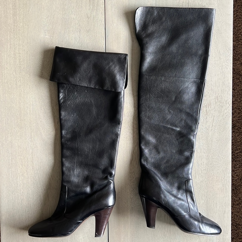 Black Ash Leather Boots Size 39